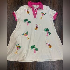 Tropical Sequin Polo Dress